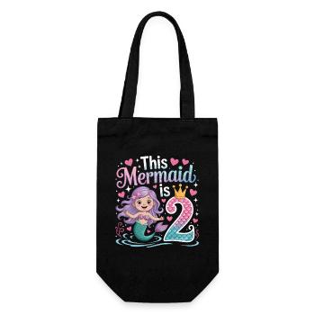 Mermaid 2nd Birthday 2 Years - Gift Bag for Bottles - black - Front