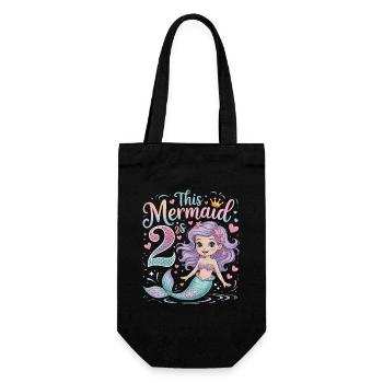 Mermaid 2nd Birthday 2 Years - Gift Bag for Bottles - black - Front