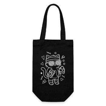 Nostalgie rétro des années 80 Kawaii Cat - Sac à bouteille - noir - Devant