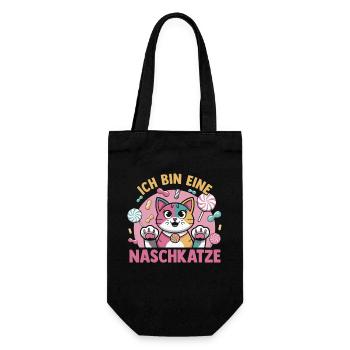 Süschigkeiten Naschkatze Süßes Mädchen - Geschenkbeutel für Flaschen - Schwarz - Vorne