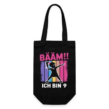 Bääm J’ai 9 ans de fille qui fait le dab, 9e anniversaire - Sac à bouteille - noir - Devant