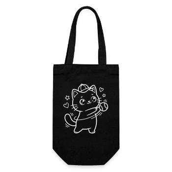 Joueur de baseball des Kawaii Cat - Sac à bouteille - noir - Devant