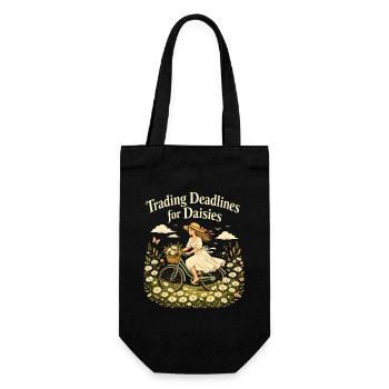 Deadlines against daisies | Cottagecore - Gift Bag for Bottles - black - Front