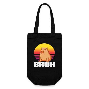 Retro Capybara Bruh Cute Funny Animal - Gift Bag for Bottles - black - Front