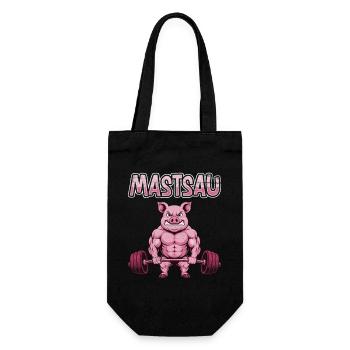 Gewichtheber MASTSAU Muskelaufbau Lustiges - Geschenkbeutel für Flaschen - Schwarz - Vorne