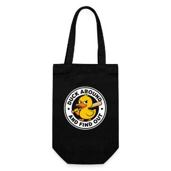 Duck Around and Find Out Funny Duck Badge - Gift Bag for Bottles - black - Front