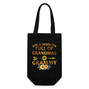 Lustiges Oma-Sonnenblumen-Geschenk zum Muttertag - Geschenkbeutel für Flaschen - Schwarz - Vorne