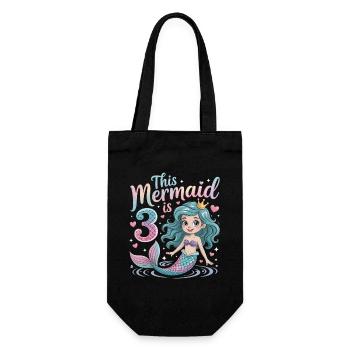 3e anniversaire de la sirène 3 ans - Sac à bouteille - noir - Devant