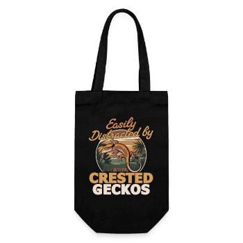 Funny Reptile Crested Gecko - Geschenkbeutel für Flaschen - Schwarz - Vorne