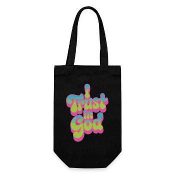 I Trust In God - Glaube Design - Geschenkbeutel für Flaschen - Schwarz - Vorne