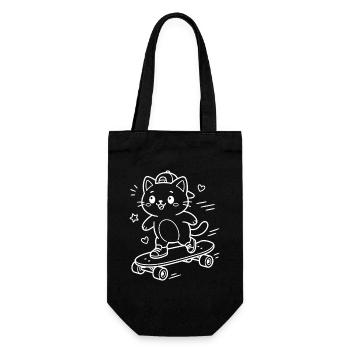 Skateboarding Kawaii Cat - Gift Bag for Bottles - black - Front