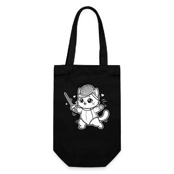 Fencing Kawaii Cat - Gift Bag for Bottles - black - Front