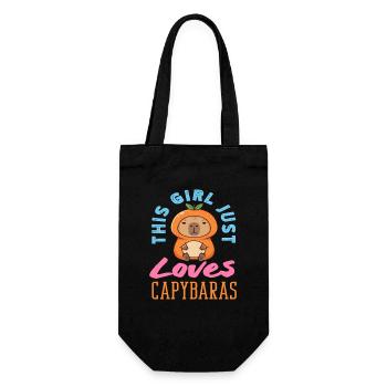 This Girl Loves Capybaras Cute Funny - Gift Bag for Bottles - black - Front
