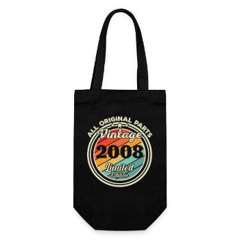 2008 Vintage Retro Birthday Gift - Gift Bag for Bottles - black - Front