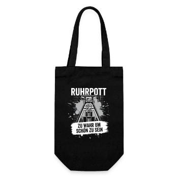 Ruhrpott Förderturm Geschenk Zeche Heimat Bergbau - Geschenkbeutel für Flaschen - Schwarz - Vorne