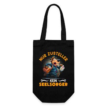 Postbote NUR ZUSTELLER KEIN SEELSORGER Lustig - Geschenkbeutel für Flaschen - Schwarz - Vorne