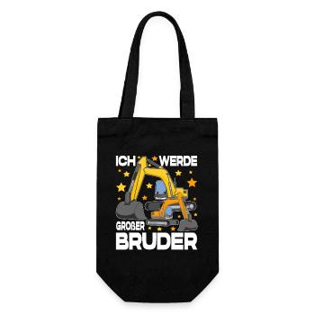 Ich werde Großer Bruder 2025 Kinder Nachwuchs - Geschenkbeutel für Flaschen - Schwarz - Vorne