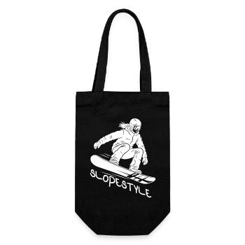 Slopestyle Snowboard Action Geschenk - Geschenkbeutel für Flaschen - Schwarz - Vorne