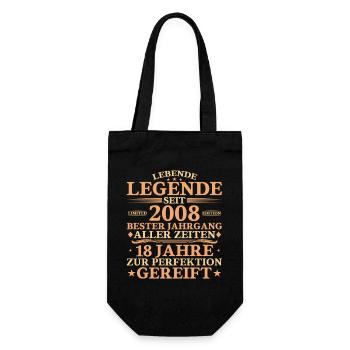 2008 Jahrgang geboren 18 Jahre Geburtstag - Geschenkbeutel für Flaschen - Schwarz - Vorne