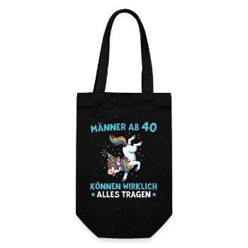 40th Birthday Unicorn Heart 40 Years - Gift Bag for Bottles - black - Front