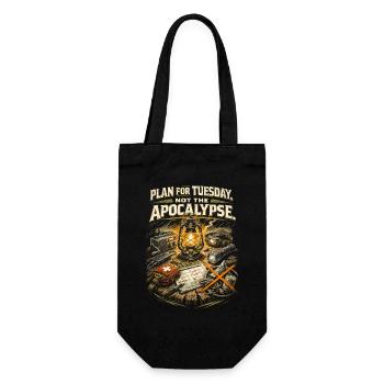 Prepper Survivalist Plan For Tuesday - Gift Bag for Bottles - black - Front
