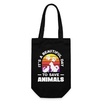 Beautiful day to rescue animals Animal sponsorship - Gift Bag for Bottles - black - Front