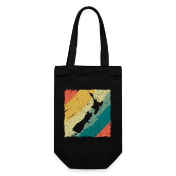 New Zealand Land Map Retro Logo Vintage NZ - Gift Bag for Bottles - black - Front