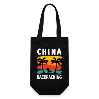 China Backpacking Retro Travel Design - Geschenkbeutel für Flaschen - Schwarz - Vorne