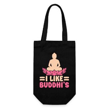 Yoga I Like Buddhi´s Funny Yoga - Geschenkbeutel für Flaschen - Schwarz - Vorne