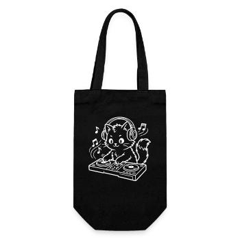 DJ Kawaii Katze - Geschenkbeutel für Flaschen - Schwarz - Vorne