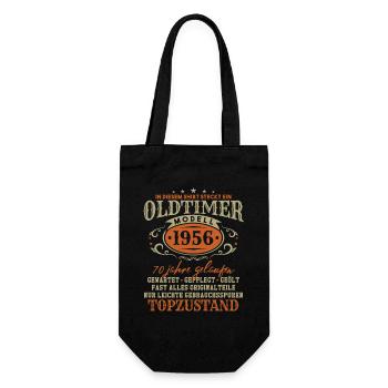 Oldtimer Baujahr 1956 Jahrgang Geburtstag Geschenk - Geschenkbeutel für Flaschen - Schwarz - Vorne