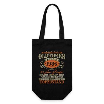 Oldtimer Baujahr 1986 Jahrgang Geburtstag Geschenk - Geschenkbeutel für Flaschen - Schwarz - Vorne