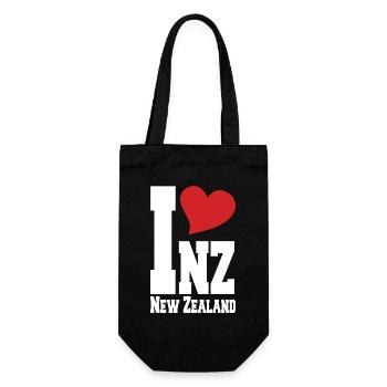 Ich liebe Neuseeland, Neuseeland, stolzer Neuseeländer - Geschenkbeutel für Flaschen - Schwarz - Vorne