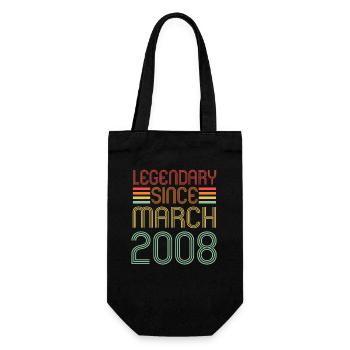 Legendary since March 2008, Retro, Geburtstag - Geschenkbeutel für Flaschen - Schwarz - Vorne