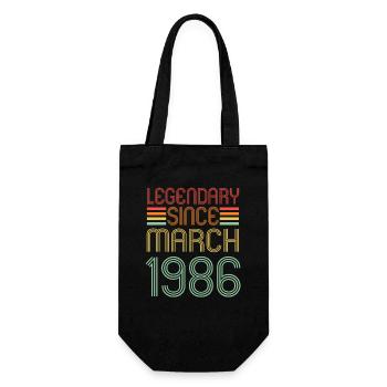 Legendary since March 1986, Retro, Geburtstag - Geschenkbeutel für Flaschen - Schwarz - Vorne