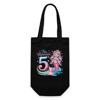 Mermaid 5th Birthday 5 Years - Gift Bag for Bottles - black - Front