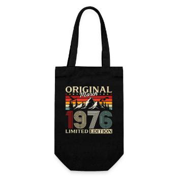 50th Birthday Gift Husband Vintage March 1976 - Gift Bag for Bottles - black - Front