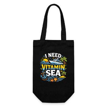 J’ai besoin de vitamine marine | Motif de jeux de mots de croisière - Sac à bouteille - noir - Devant