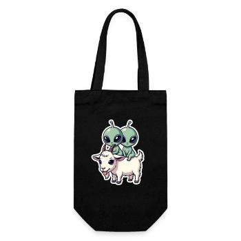 Aliens riding goat - Gift Bag for Bottles - black - Front