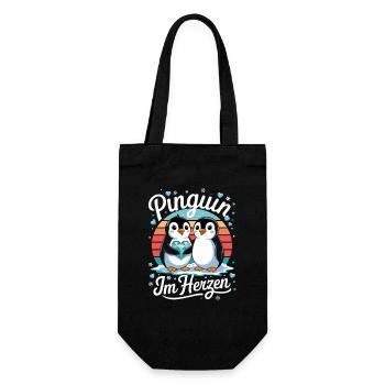  Pinguin Im Herzen Süße Pinguin Liebe Für Pinguin - Geschenkbeutel für Flaschen - Schwarz - Vorne