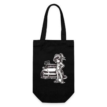 Fille d’anime JDM avec dessin de voiture - Sac à bouteille - noir - Devant