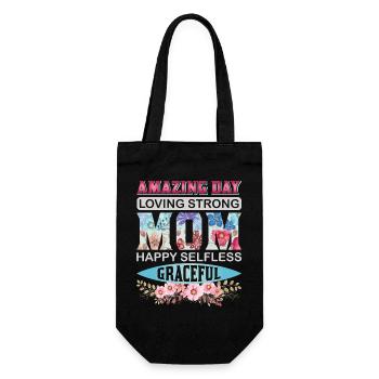 Amazing Loving Strong Mom – Floral Mother’s Day - Gift Bag for Bottles - black - Front