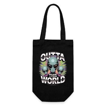 Outta This World Alien Shirt – 90s Style - Gift Bag for Bottles - black - Front
