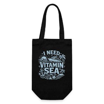 I Need Vitamin Sea | Cruise pun motif - Gift Bag for Bottles - black - Front