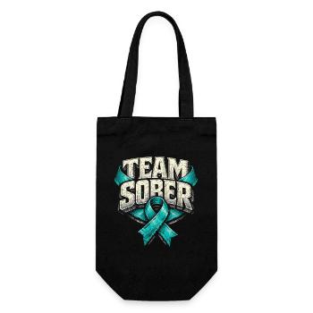 Entgiftung Entzug Suchtkrank Team Sober - Geschenkbeutel für Flaschen - Schwarz - Vorne