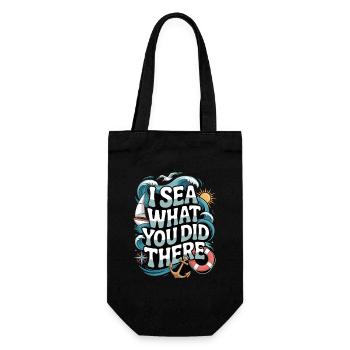 Je vois ce que tu as fait, humour maritime - Sac à bouteille - noir - Devant