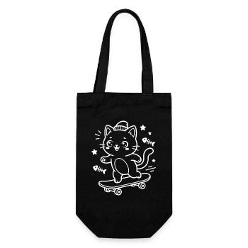 Skateboarding Kawaii Cat - Gift Bag for Bottles - black - Front