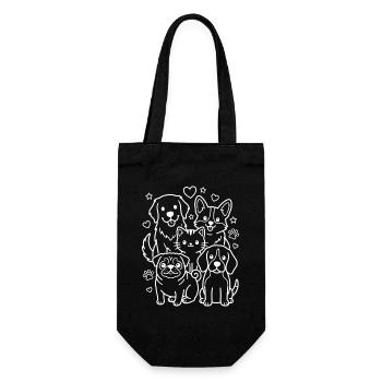 Pets Kawaii Cat and Dogs - Gift Bag for Bottles - black - Front