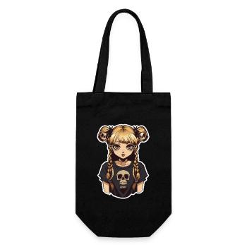 Skull Braid Goth Girl Tee - Gift Bag for Bottles - black - Front