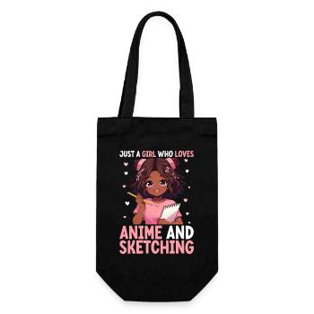 Nur Ein Mädchen Das Anime Liebt Und Zeichnet Otaku - Geschenkbeutel für Flaschen - Schwarz - Vorne